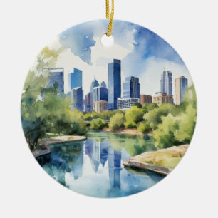 Barton Springs Austin Texas Waterverf Keramisch Ornament