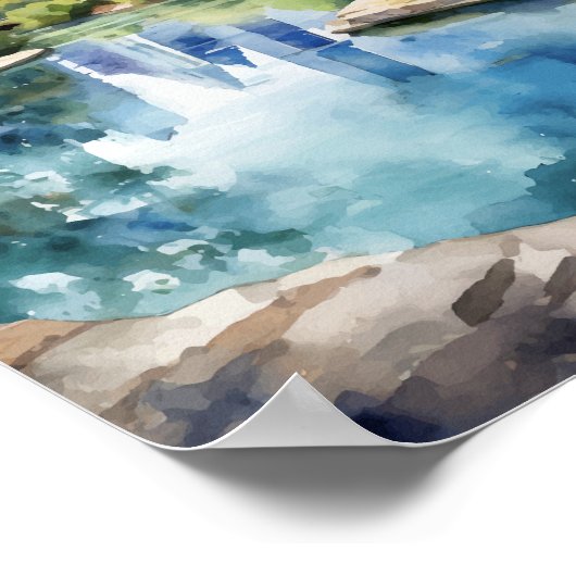 Barton Springs Austin Texas Waterverf Poster (Hoek)