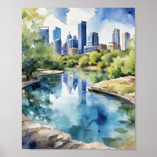 Barton Springs Austin Texas Waterverf Poster (Voorkant)