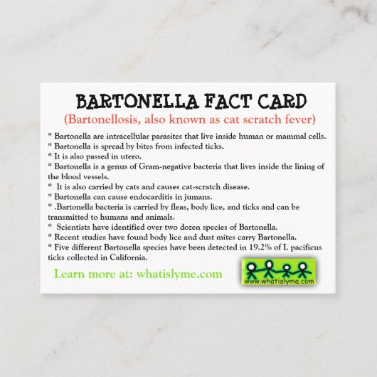 Bartonella feitenkaart visitekaartje (Voorkant)