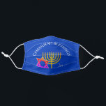 BARUCH ATAH ADONAI | Chanukah Blessings Stoffen Mondkapje<br><div class="desc">Stijlvolle, moderne CHANUKAH BLESSINGS Face Mask om de bescherming tegen COVID-19 te verhogen. Het ontwerp shows een gouden kleurige MENORAH met een multicolored STAR VAN DAVID en zilver grijs DREIDEL. Bovenaan staat de gekromde tekst waarin staat dat CHANUKAH BLESSINGS en onderaan de tekst BARUCH ATAH, ADONAI (verbijsterd ben jij, O...</div>