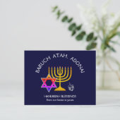 BARUCH ATAH ADONAI | Hanukkah Blessings Feestdagenkaart (Staand voorkant)