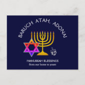 BARUCH ATAH ADONAI | Hanukkah Blessings Feestdagenkaart (Voorkant)