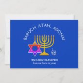 BARUCH ATAH ADONAI | Hanukkah Blessings Feestdagenkaart (Voorkant)