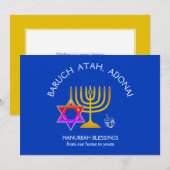 BARUCH ATAH ADONAI | Hanukkah Blessings Feestdagenkaart (Voorkant / Achterkant)
