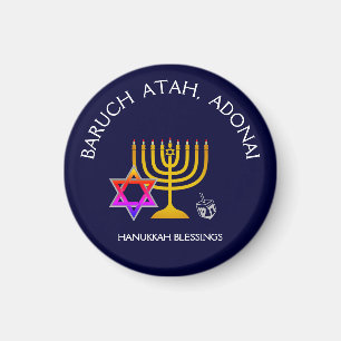 BARUCH ATAH ADONAI   Hanukkah Blessings Magneet