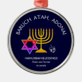 BARUCH ATAH ADONAI | Hanukkah Blessings Metalen Ornament (Voorkant)