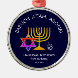BARUCH ATAH ADONAI | Hanukkah Blessings Metalen Ornament