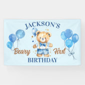 Bary eerste gelukkige verjaardag schattige teddy b spandoek (Horizontaal)