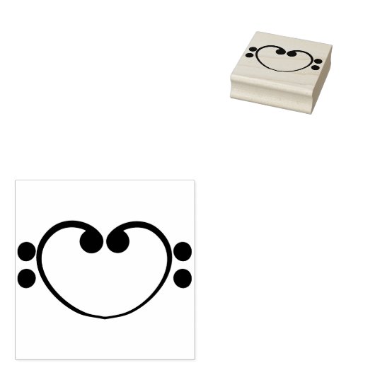 Bas gespleten hart rubberstempel (Gestempeld)