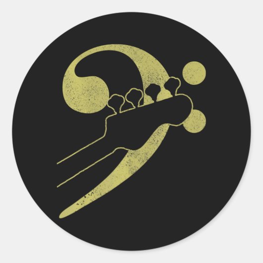 Bas gitaar Clef bassist muzikant bas Ronde Sticker (Voorkant)