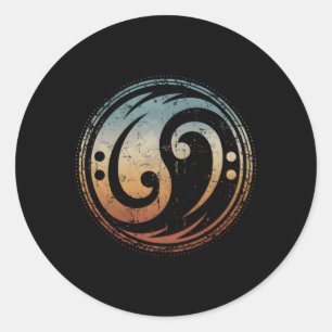 Bas gitaar Clef Yin Yang voor bassist speler Ronde Sticker