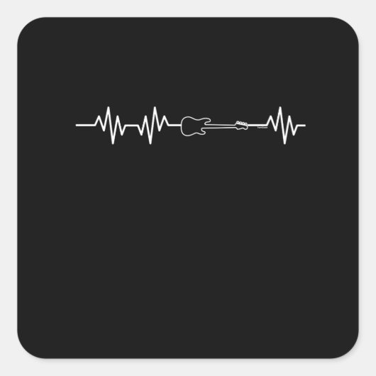 Bas gitaar hartslag basgitaar liefhebbers vierkante sticker (Voorkant)