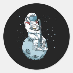 Bas Klarinet Jazz Muziek Astronaut Bass Klarinet Ronde Sticker