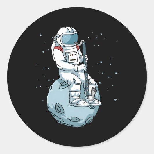 Bas Klarinet Jazz Muziek Astronaut Bass Klarinet Ronde Sticker (Voorkant)