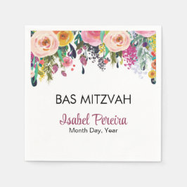 Bas Mitzvah Floral Napkins gepersonaliseerd Servet