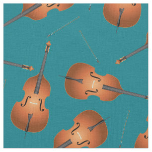 Bas Rechtop Jazz Muziek Muzikant Kamer Decor Teal Stof