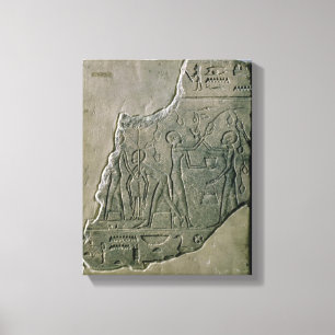 Bas relief of priestesses Collection grapes, 26th- Canvas Afdruk