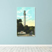 Bas Relief Tablet en Pilgrim Memorial Uitzicht Canvas Afdruk (Insitu (Houten vloer))