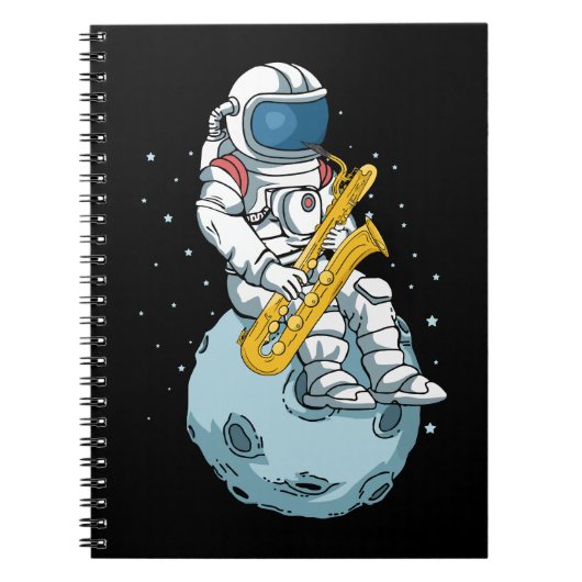 Bas Saxofoon Speler Astronaut Muzikant Saxofoon Notitieboek (Voorkant)