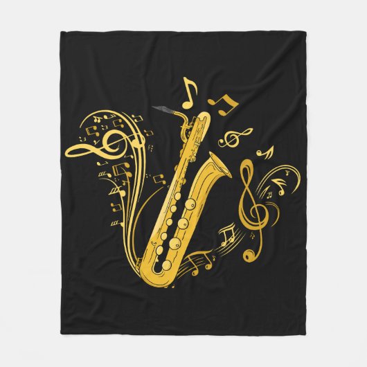 Bas saxofoon speler orkest bassaxofoon fleece deken (Voorkant)