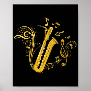 Bas saxofoon speler orkest bassaxofoon poster