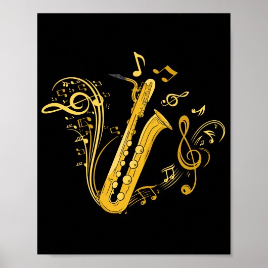 Bas saxofoon speler orkest bassaxofoon poster (Voorkant)