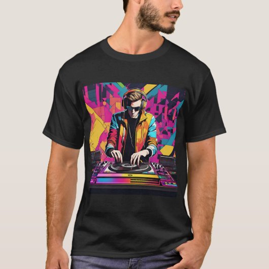 Bas Techno Trance Raves DJ Graphic T-shirt (Voorkant)