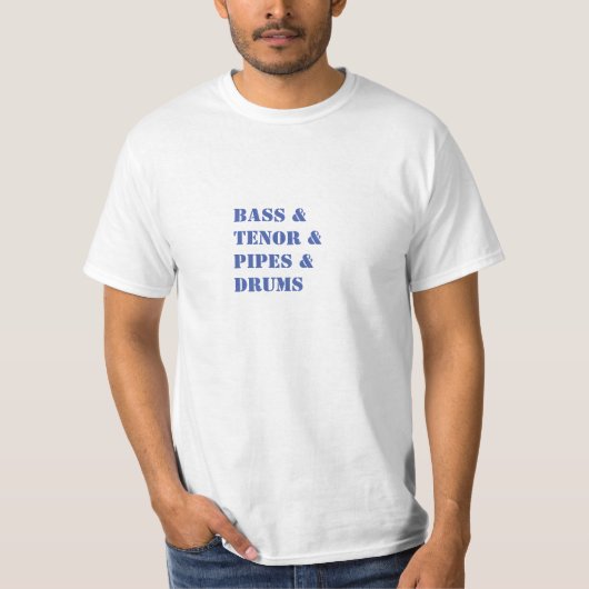 Bas, tenor, buizen, drums t-shirt (Voorkant)