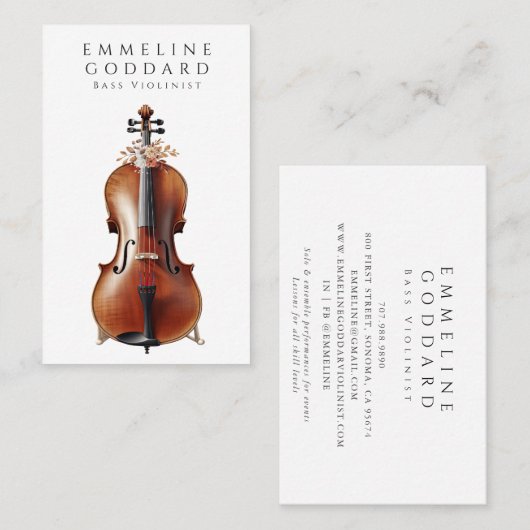 Bas Viool Muziekleraar Muzikant Visitekaartje (Voorkant / Achterkant)