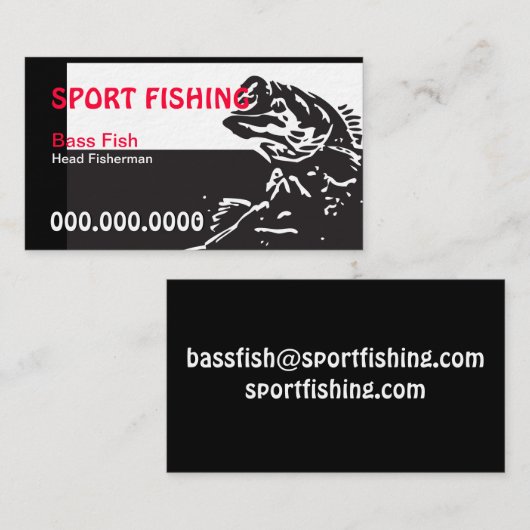 Bas Vis/Vist (zwart/rood/wit) Visitekaartje (Voorkant / Achterkant)