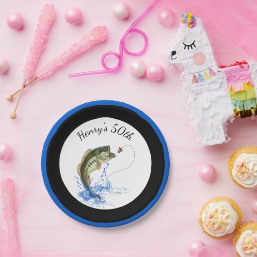 Bas Vist 50e verjaardag Papieren Bordje (Feest)