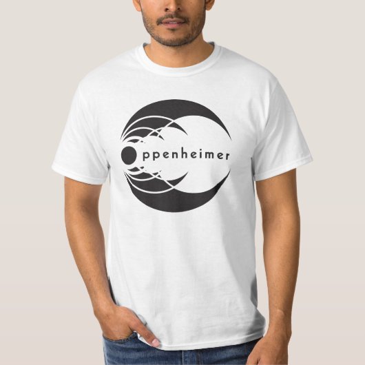 basale oppenheimer logo zwart op wit t-shirt (Voorkant)