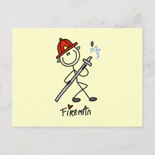 Basale Stokfiguur Brandweerman T-shirts en Cadeaus Briefkaart