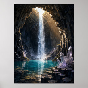Basalt Kristalgrot Waterval 12x16 Poster