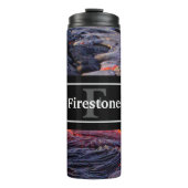 Basalt Lava Flow met Jouw naam en Monogram Thermosbeker (Voorkant)