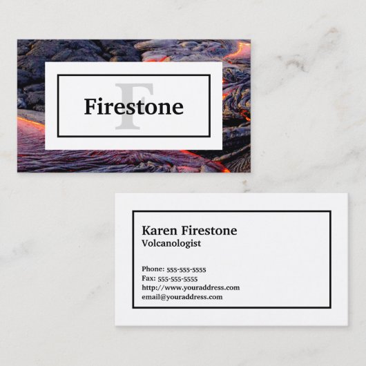 Basalt Lava Flow met Jouw naam en Monogram Visitekaartje (Voorkant / Achterkant)