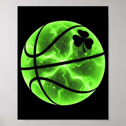 Basbal Shamrock Lucky Clover Ierse St Patricks Poster (Voorkant)