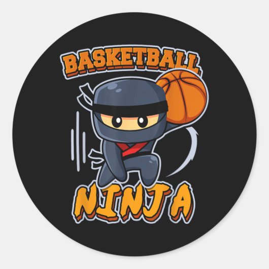 Basball Ninja Speler Slam Dunk Basball Ronde Sticker (Voorkant)