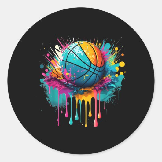 Basball Splash Baller Team Speler Basball Speler Ronde Sticker (Voorkant)