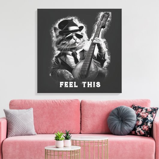 *~* Base Guitar CAT AP91 Uitgerekt Canvas Print (Insitu (Woonkamer))