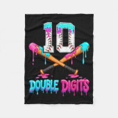 Baseball 10 Year Old Ice Cream Drip 10th Bday Doub Fleece Deken (Voorkant)