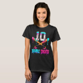 Baseball 10 Year Old Ice Cream Drip 10th Bday Doub T-shirt (Voorkant volledig)