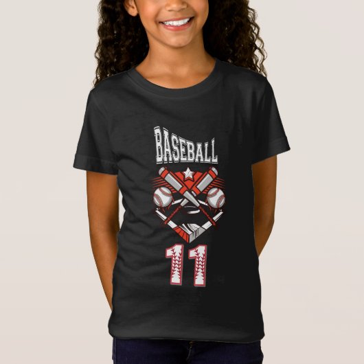 Baseball 11 Logo – Crossed Bats and Baseball  T-shirt (Voorkant)