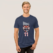 Baseball 11 Logo – Crossed Bats and Baseball  Tri-Blend Shirt (Voorkant volledig)