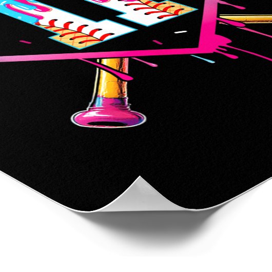 Baseball 11 Year Old Ice Cream Drip 11th Birthday  Poster (Hoek)