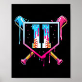 Baseball 11 Year Old Ice Cream Drip 11th Birthday  Poster (Voorkant)