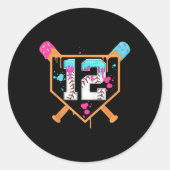 Baseball 12th Birthday Boy Ice Cream Drip 12 Year  Ronde Sticker (Voorkant)