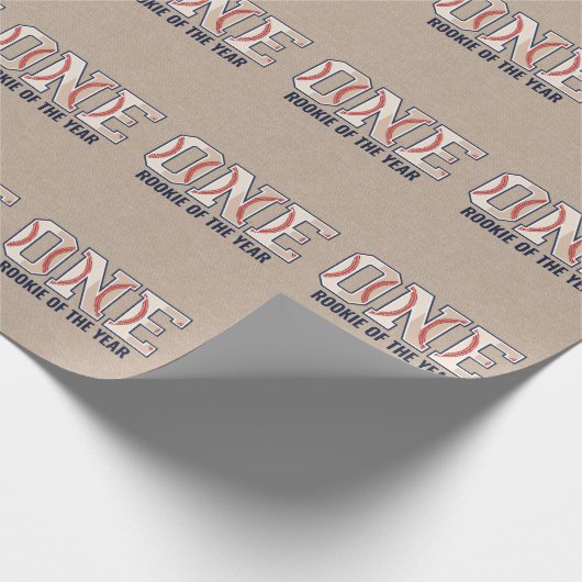 Baseball 1e verjaardag cadeaupapier (Hoek)