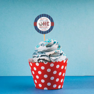 Baseball 1e verjaardag Favor Ronde Sticker